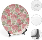 10 Inch Decorative Plate, Victorian Ceramic Plate, Romantic Peonies Botany Print Ornament Display Plate for Dining Table Setting, Wedding Reception Decorations, Christmas Tablescape, Muticolor
