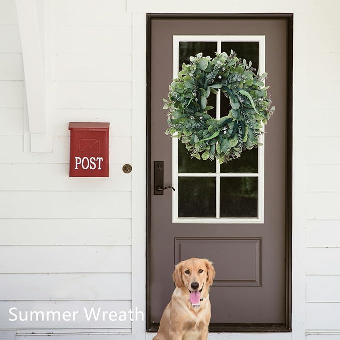 26 Inch Artificial Eucalyptus Wreaths for Front Door for All Seasons,Spring Summer Fall Autumn Winter Christmas Wreath,Large Neutral Everyday Greenery Wreath,Home Wall Door Porch Decor