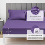 Love's cabin Twin Comforter Set Purple, 5 Pieces Twin Bed in a Bag, All Season Bedding Sets with 1 Comforter, 1 Flat Sheet, 1 Fitted Sheet, 1 Pillowcase and 1 Pillow Sham