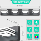 SOLFART Bathroom Vanity Light Over Mirror - 4 Light Led Vanity Light Fixture 26inch Matt Black Lights for Bath