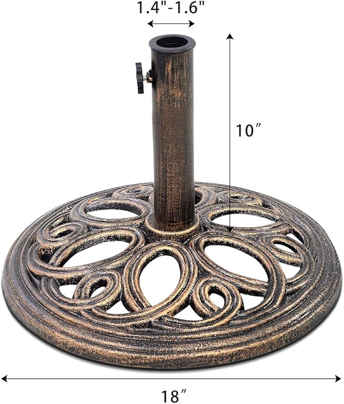 Giantex 18" Round Umbrella Base Stand 23Lbs Cast Iron Market Patio Outdoor Deck Porch Lawn Garden Heavy Duty Patio Umbrella Base Stand