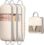 DIMJ 4 Pack 54" Garment Bags for Hanging Clothes - Space Saving Compression Suit Bag Travel with Handles Window, Washable Carry Clothing Storage Cover for Dress, Coats, Down Jacket, Shirts