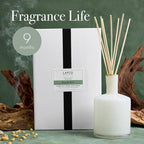 LAFCO New York Signature Reed Diffuser, Feu de Bois - 15 oz - Up to 9 Months Fragrance Life - Reusable, Hand Blown Glass Vessel - Natural Wood Reeds - Made in The USA