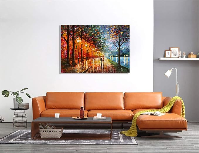 Alenoss Abstract Canvas Paintings 3D Modern Oil Paintings on Canvas 28x40 Inches Contemporary Colorful Wall Art Romantic Couples Blue Artwork for Home Decorations