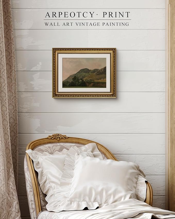 ARPEOTCY Vintage Gold Framed Wall Art Decor, 11x14 Inch Mountain Picture, Retro Landscape Wall Art for Bedroom Office Hallway, Farmhouse Bathroom Decor Aesthetic