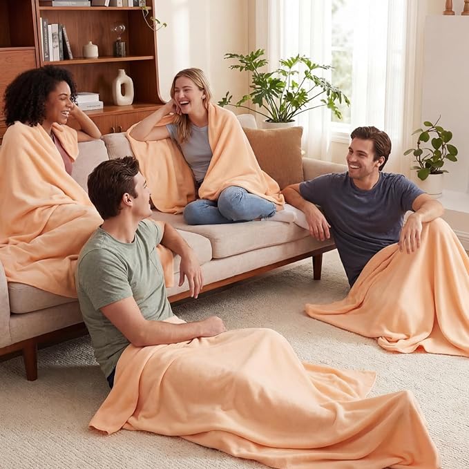 Shimeyao 24 Packs Fleece Throw Blanket Soft Warm Lightweight Fleece Blanket Cozy Throw Bulk for Home Bed Couch Sofa Office Wedding Gifts Suitable for Seasons, 50 x 60 Inches(Nude Pink)
