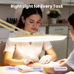 Neatfi XL Nail Desk Lamp with Clamp, 2200 Lumens, 20-Inch Wide Head, Dimmable 4 Levels, 3 Color Modes 3000K–6000K, LED Task Light for Manicure Table, Crafts, Workbench, Office (CCT, Gold)