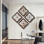 Wocred Set of 4 Mirrors Square Wall Mirror,Gorgeous Rustic Farmhouse Accent Mirror,Caramel Color Entry Mirror for Bathroom Renovation,Bedrooms,Living Rooms and More (12”x12”4pcs)