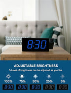 OnLyee Projection Alarm Clock for Bedroom, LED Digital on Ceiling Wall with USB Phone Charging, Battery Backup, 180° Rotatable Projector & Dimmer, 12/24H, DST, Snooze, Dual Loud Bedside Heavy Sleeper