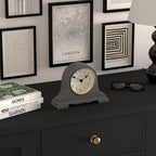 JONES CLOCKS® Speakeasy Mantel Clock | Classic Napoleon’s hat Design | Dark Gray | Contemporary Classic Style for Desk, Table, Shelf or Bedside