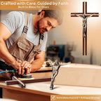 ACHIBANG 10" Crucifix Wall Cross with Jesus – Catholic Wooden Cross for Faith & Blessing, Wall or Home Decor
