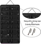 AROUY Sunglasses Organizer Storage, Hanging Dust Proof Wall Pocket Glasses Organizer - 16 Felt Slots Sunglass Organizer Holder with Metal Hook and Sturdy Rope (Black, Dust Proof)