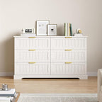 6 Wooden Drawer Dresser for Bedroom Storage, Modern Farmhouse Wood Chest of Drawers with Metal Handles, Wide Storage Cabinet for Closet, Living Room, or Entryway White