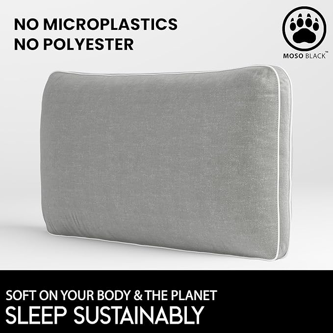 King Size Cooling Pillow - 100% Viscose Made from Bamboo Infused with Charcoal - Eco-Friendly Firm Bed Pillows for Back and Stomach Sleepers - Hypoallergenic Comfort for Better Posture (Silver)