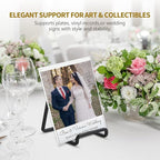Plate Holder Easel Display Stand - 4.5 inch Metal Plate Stands for Display - Tabletop Picture Stand - Black Iron Easels for Display Pictures | Photo Frames | Book | Decorative Plates | Plaque - 1 Pack