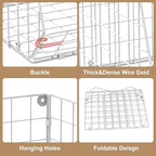 3 Tier Extra Large Closet Hanging Shelves with Divider, 16.5"L x 11.8"W x 33.6"H Closets Organizers and Storage with 5 S Hooks, Clothes Organizer for Sweaters Shoes Handbags Clutches Accessories-White