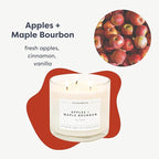 Calyan Wax Co. Apples & Maple Bourbon 3 Wick Scented Candle - 43 Hour Burn - Luxury 3 Wick Soy Candles - Non Toxic Soy Wax Candles - Long Lasting Large Glass Jar Candle for Home - 14.9oz