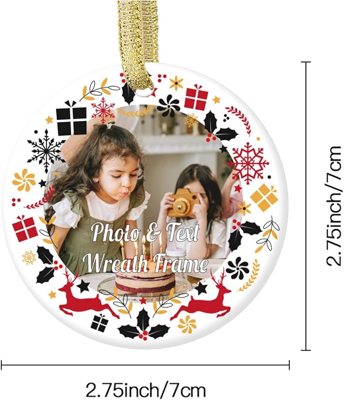 Personalized Custom Photo Ornaments for Christmas Tree - Ceramic Hanging Xmas Ornaments for Couples, Family, Wedding