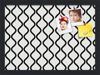 PinPix 18x13 Inch Cork Bulletin Board. This Decorative Framed Pin Board Comes with Black and White Waves Design and a Satin Black Frame. Ideal for Home Office Decor or Message Board (PinPix-194)