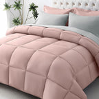 JOLLYVOGUE Twin Comforter Set, Ultra-Soft Bed in a Bag Twin Size 5 Pieces, Oeko-TEX Certified Bedding Set with Down Alternative Comforter, Sheets, Pillowcases & Shams, Pink & Light Grey