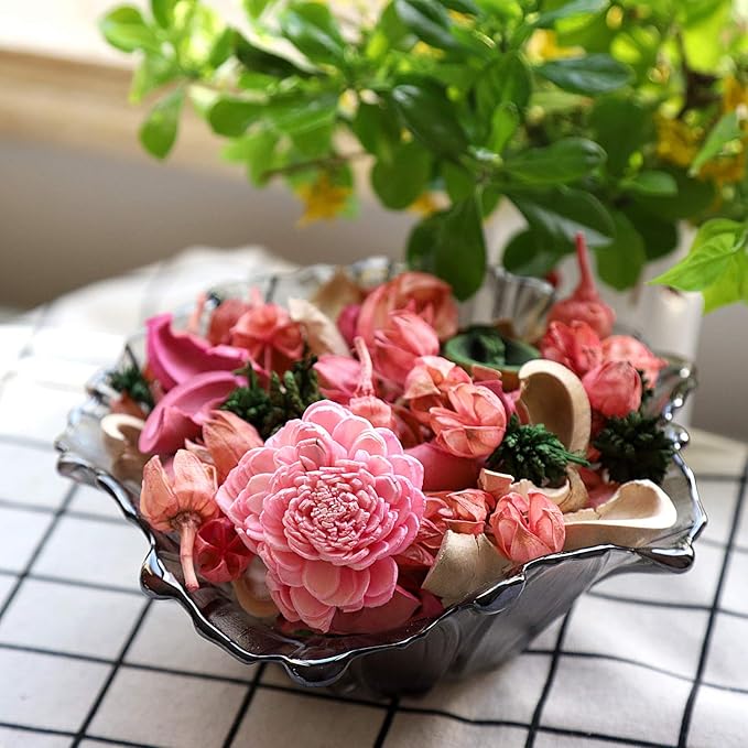 Qingbei Rina Valentine Potpourri,Rose Scented Spring Potpourri Bowl Filler Dried Flower,Pink Decorative Popery,Home Fragrance Perfume,Bathroom Decor,9.8 Oz