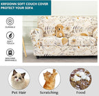KRFOONN 3 Piece Stretch Sofa Couch Covers for 2 Cushion Couches Printed Sofa Loveseat Slipcover with 2 Separate Seat Cushion Covers Washable Sofa Slip Covers Furniture Protector(Loveseat, Color32)