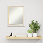 Amanti Art White Wall Mirror 22x18 Morgan White Gold Rectangle Bathroom Mirror for Wall Decor Living Room, Small Modern Wood Frame, Hangs Horizonally and Vertically, Bathroom Decor, Beveled Edge