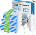 Mapambo 12 Pack Vacuum Storage Bags with USB Pump, Vacuum Seal Bags for Clothing Travel, Space Saver Vacuum Seal Bags for Clothing, Cruise Essentials, Compression Bags for Clothes (12 Combo Size)
