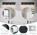 Bathroom Vanity Light, Square Design 4 Lights Morden Bathroom Lighting Fixtures Over Mirror, Black Bathroom Light Vanity Fixtures for Bathroom/Living Room/Bedroom