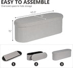 43.3 Inches Collapsible Ottoman with Storage, Bench with Storage Ottoman for Living Room, Bedroom & Entryway-Grey