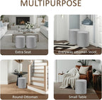 Get Set Style Modern Round Ottoman with Soft Padded Seat, Multifunctional Vanity Stool for Makeup, Upholstered Footrest Stool Ottoman Foot Stool for Living Room, Bedroom