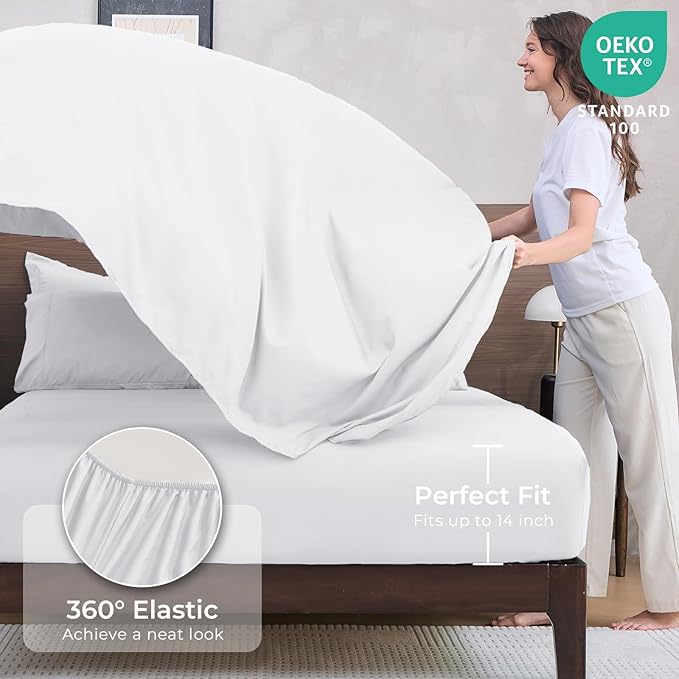 HEVUMYI Twin Comforter Set - 5-Piece All Season Bed in a Bag Twin, Ultra Soft Bedding Set with Comforter, Flat Sheet, Fitted Sheet, Pillowcases, Pillow Shams, White
