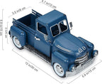 Farmhouse Blue Truck Decor, Vintage Metal Truck Table Decor, Decorative Farm Tabletop Storage & Garden Pickup Trucks Planter, Fall Coffee Desk Centerpiece & Car Model Gifts