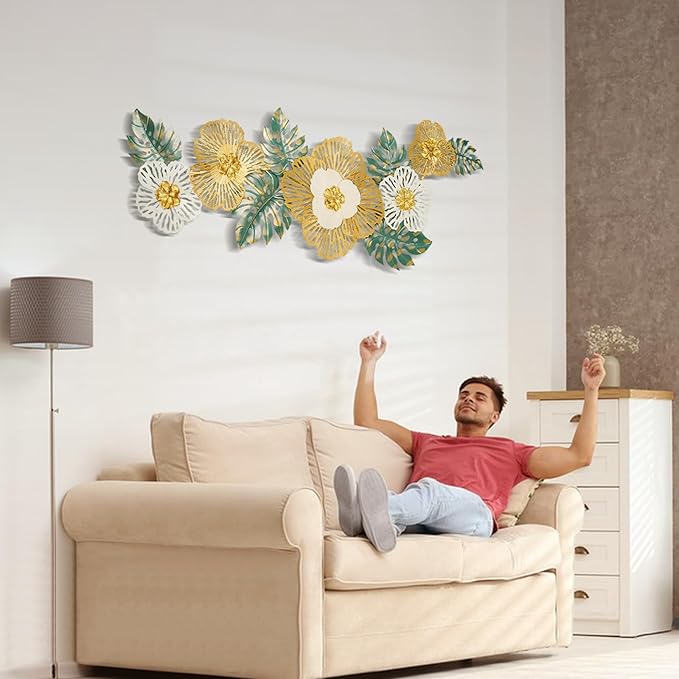 Babyieia 3D Ginkgo Leaf Metal Wall Art Decor for Living Room, Large Modern MetalWall Sculptures, Metal Wall Decor Home Decor for Living Room Dining Room Bedroom