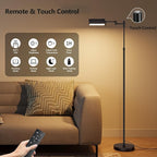 SUNMORY Dimmable LED Pharmacy Floor Lamp, 16W/1500LM Bright Reading Floor Lamp with Remote & Touch Control, 350°Swing Arm, Adjustable Task Craft Standing Lamp for Living Room Bedroom Office, Black