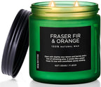 M&SENSE Fraser Fir Pine Scented Candle, Soy Wax Non Toxic for Home Up to 70 Hours, 2 Cotton Wick 11.6oz Christmas Tree Scent Holiday Aromatherapy Candle for Birthday Holiday Gifts