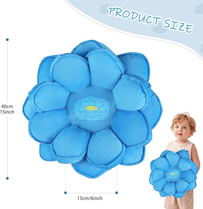 Lotus Flower Floor Pillows, Large Cushion Inspired by Lotus Flower Design, Decorative Seating for Living Room, Bedroom, and Lounge, Soft Washable Floor Cushion for Relaxation, and Family Activities