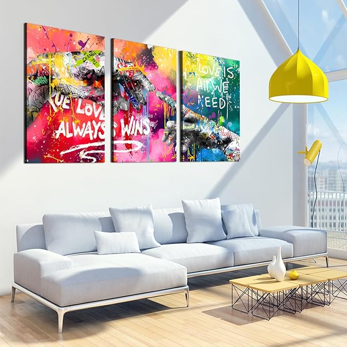 Novatique Banksy Canvas Wall Art Abstract Graffiti Wall Decor Colorful Graffiti Art Print Modern Painting Teenager Street Art Pictures for Living Room Bedroom Office,24”x 36”x3Pcs