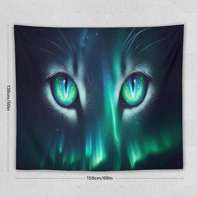 VUMIVI Cat Eye Galaxy Tapestry Mystical Northern Lights Starry Sky Abstract Aurora Art Magical Fantasy Decor Tapestry Wall Hanging for Living Room Bedroom Dorm Classroom Aesthetic Decor W60xL50in