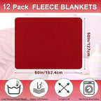 Newwiee 12 Pcs Fleece Throw Blankets Bulk 50'' x 60'' Oeko-tex Standard 100 Certified Spring Outdoor Wedding Guest Blankets Lightweight for Sleepover Donation Lap Pet Sofa Home (Red)