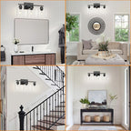 Modern 3 Light Bathroom Light Fixtures, 19 inch Black Vanity Lights For Bathroom With Clear Glass, Bathroom Lighting Fixtures Over Mirror For Mirror Kitchen Living Room Hallway Cabinet Porch