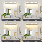 Bathroom Vanity Lighting Fixtures Over Mirror (3-Light, 24-Inch) Dimmable Modern LED Bathroom Wall Lighting Fixtures, Chrome (3000K/3500K/4000K/5000K/6000K)