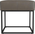 Homepop Decorative Small Square Black Metal Ottoman | Ottoman Stool for Living Room & Bedroom | Decorative Home Furniture (Pewter Gray Faux Leather)