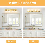 Vanity Light Fixture,4-Light Vanity Light for Bathroom,Brushed Gold Bathroom Vanity Lighting Over Mirror with Square Clear Glass Shade for Restroom