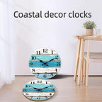 CHYLIN Wall Clock - Beach Themed Blue Wall Clocks Battery Operated Silent Non-Ticking, Coastal Nautical Clock Decorative for Home Kitchen Living Room Office Bathroom Bedroom(10 Inch)