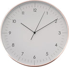LUUK LIFESTYLE Timeless Wall Clock with Silent Movement and no Ticking, Elegant Design, for Children's Room, Living Room, Bathroom, 12”, White and Rosegold