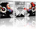 Novatique Banksy Canvas Wall Art Street Wall Art Music is Life Monkey Graffiti Pictures Print Graffiti Art Wall Decor for Living Room Bedroom Bathroom, 12" x 16" x 3Pcs