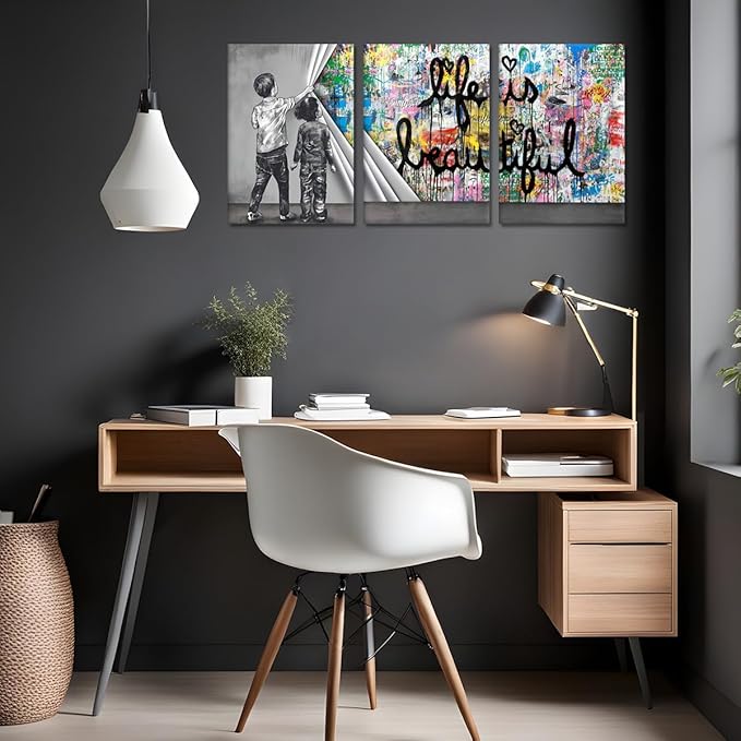 Novatique Modern Graffiti Wall Art Banksy Wall Art Abstract Poster Print Wall Decor Classic Street Painting Graffiti Art for Living Room Bedroom,12" x 16" x 3Pcs
