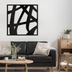 SIGNLEADER Metal Wall Art Decor Mid Century Abstract Lines Minimalist Modern Abstract Wall Sculpture Hangings Home Decoration for Living Room, Bedroom, Bathroom, Kitchen, Outdoor - 18" Black