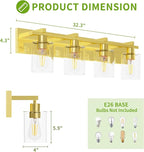 Espird Bathroom Vanity Light, 4 Light Gold Light Fixture with Thickened Clear Glass Shade, 24 inch Modern Wall Sconce,Vanity Light Over Mirror for